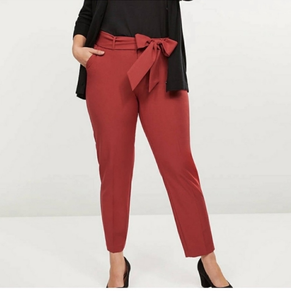 Lane Bryant Allie Tailored Belted Ankle Pant Size in Burnt Orange Red sz 20 NWT